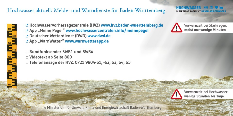 Hochwasser-Melde und Warndienste für Baden-Württemberg